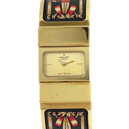 Hermes L01.201 Loquet 20mm Watch Gold Cloisonne Ware