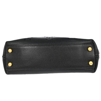 Chanel 2003-2004 Black Perforated Caviar Skin Tote Chain Handbag