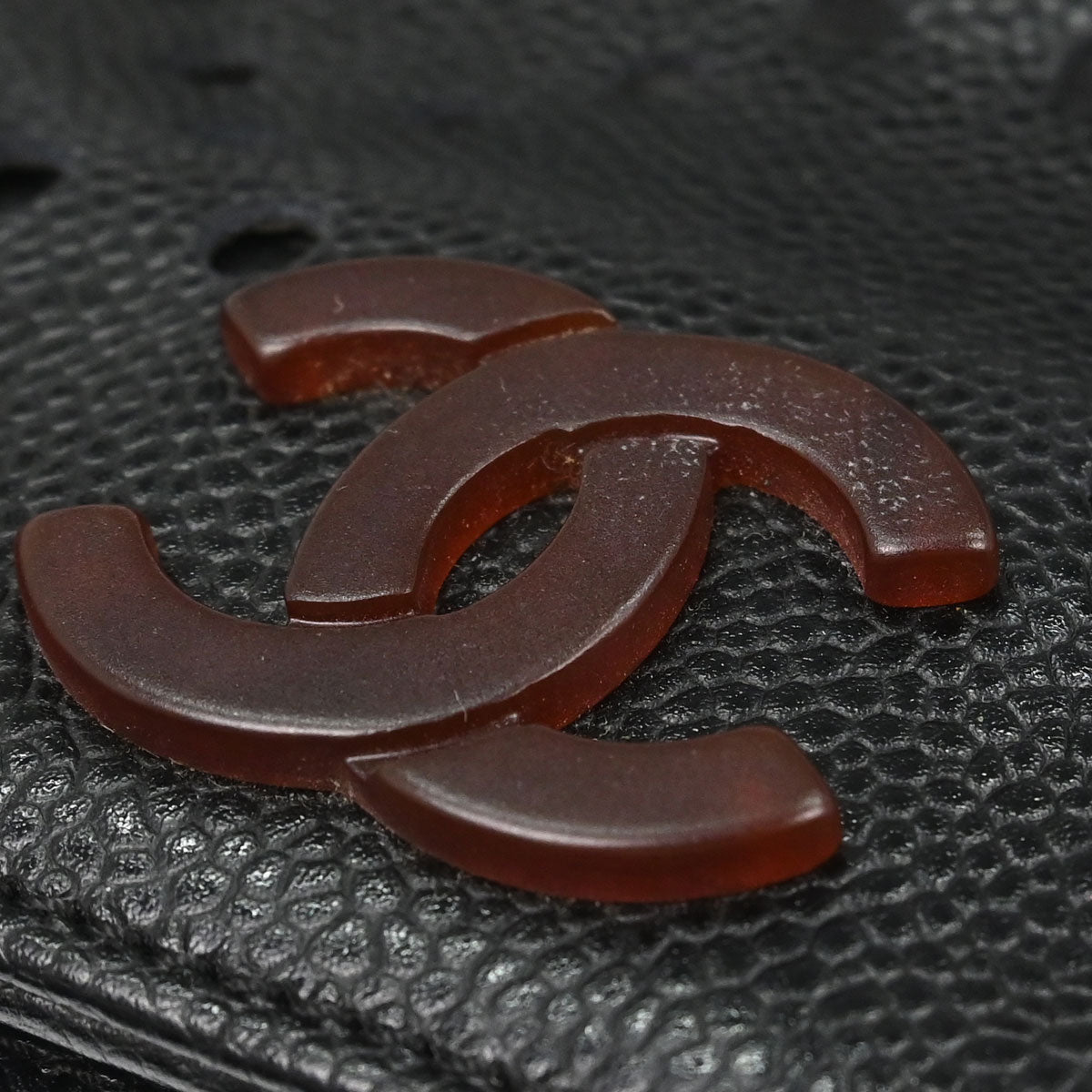 Chanel 2003-2004 Black Perforated Caviar Skin Tote Chain Handbag