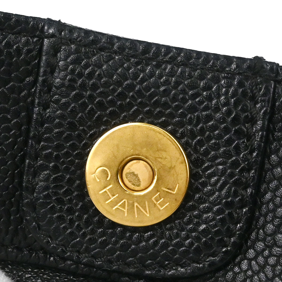 Chanel 2003-2004 Black Perforated Caviar Skin Tote Chain Handbag