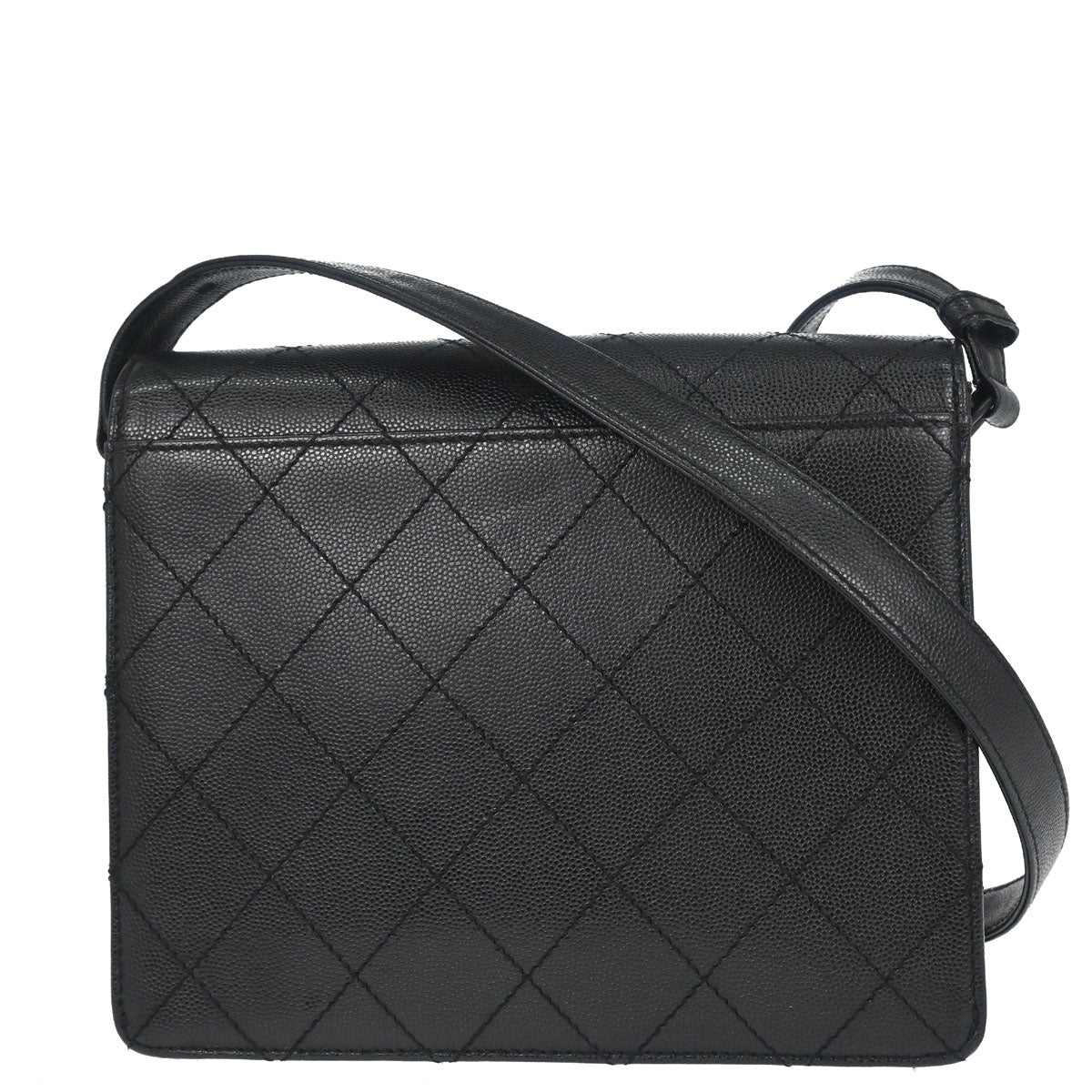 Chanel 1997-1999 Black Caviar Skin Shoulder Bag