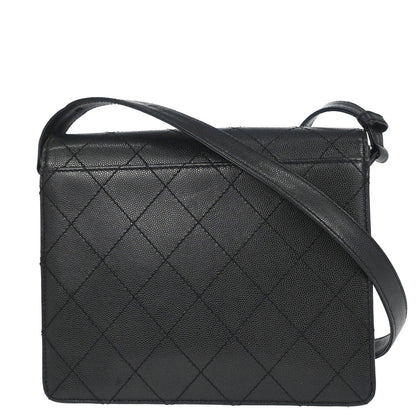 Chanel 1997-1999 Black Caviar Skin Shoulder Bag