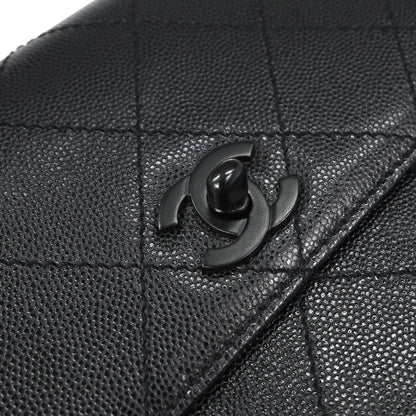 Chanel 1997-1999 Black Caviar Skin Shoulder Bag