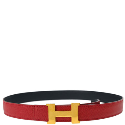 Hermes Red Black Courchevel Constance Reversible Belt #70