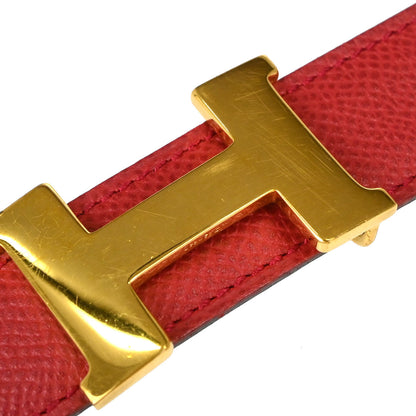 Hermes Red Black Courchevel Constance Reversible Belt #70