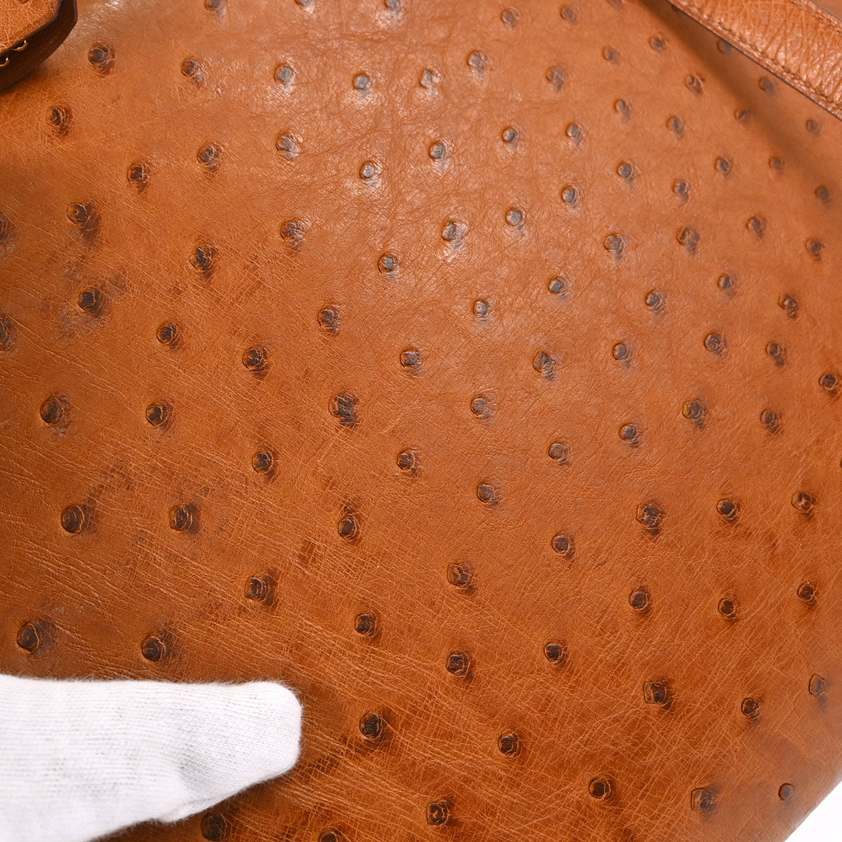 Hermes * Cognac Ostrich Kelly 32 Sellier 2way Shoulder Handbag