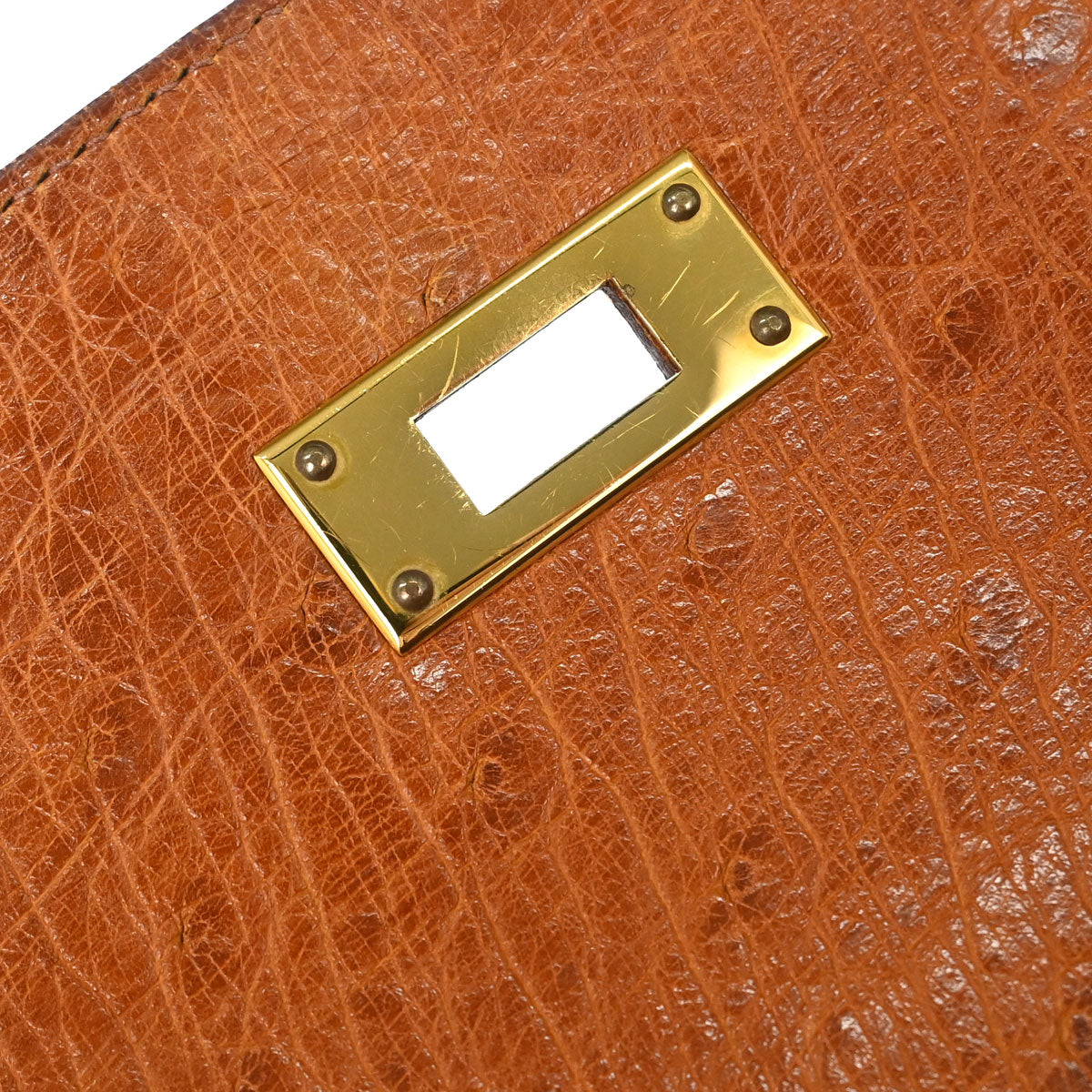 Hermes * Cognac Ostrich Kelly 32 Sellier 2way Shoulder Handbag