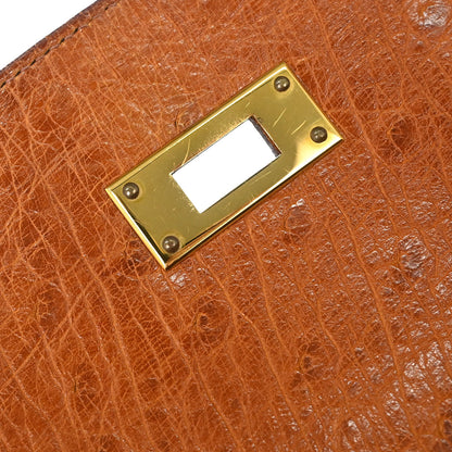 Hermes * Cognac Ostrich Kelly 32 Sellier 2way Shoulder Handbag