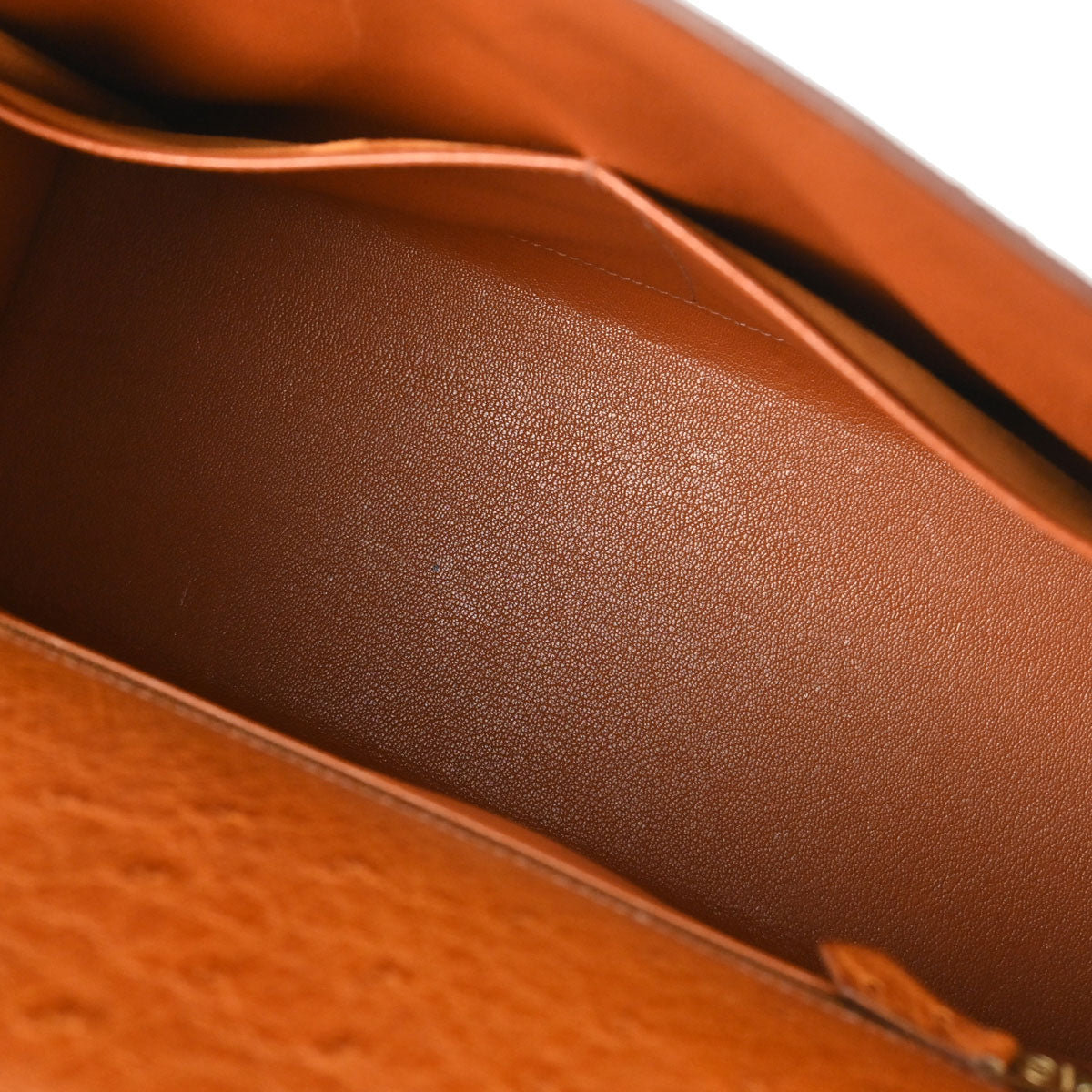 Hermes * Cognac Ostrich Kelly 32 Sellier 2way Shoulder Handbag