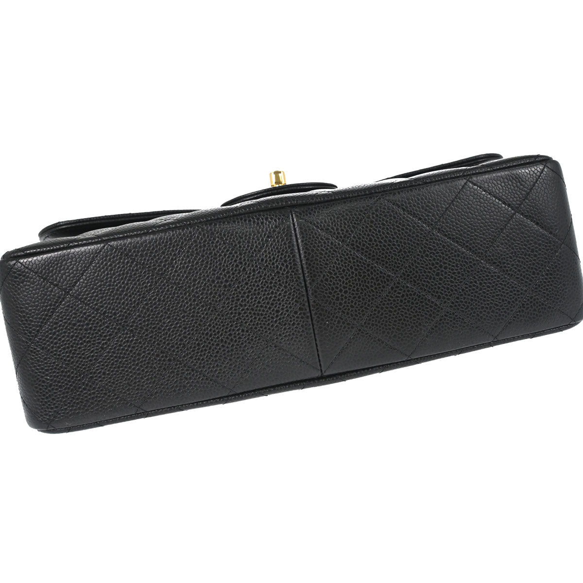 Chanel 2014 Black Caviar Skin Jumbo Classic Double Flap Shoulder Bag
