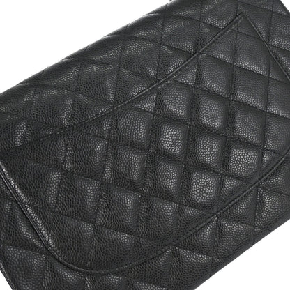 Chanel 2014 Black Caviar Skin Jumbo Classic Double Flap Shoulder Bag