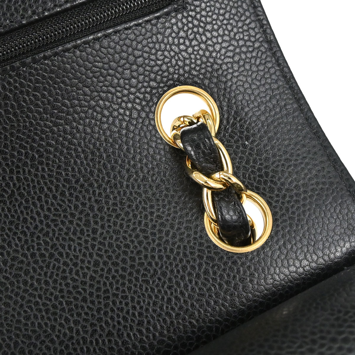 Chanel 2014 Black Caviar Skin Jumbo Classic Double Flap Shoulder Bag