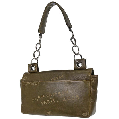 Chanel 2003-2004 Khaki Calfskin Graffiti Handbag