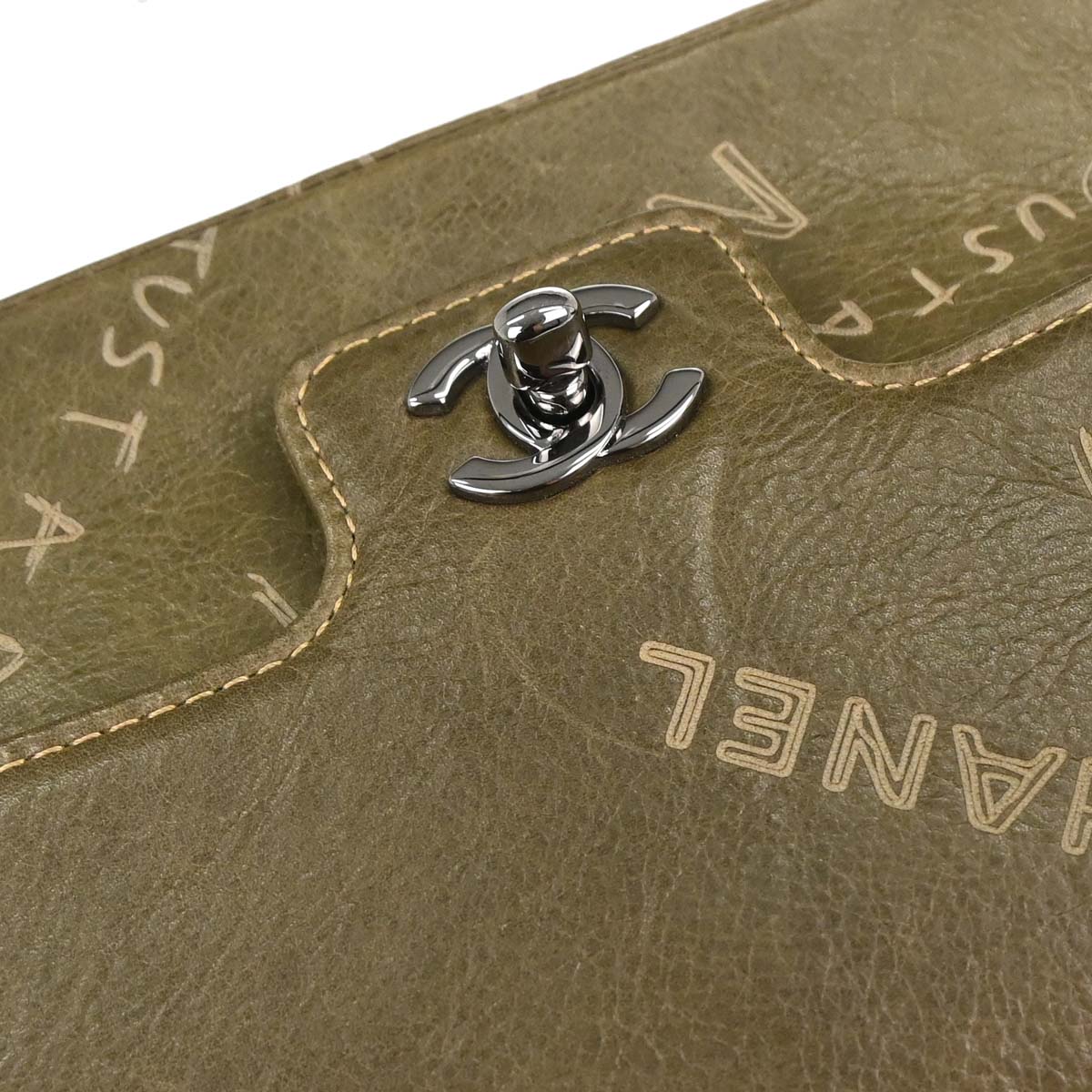 Chanel 2003-2004 Khaki Calfskin Graffiti Handbag