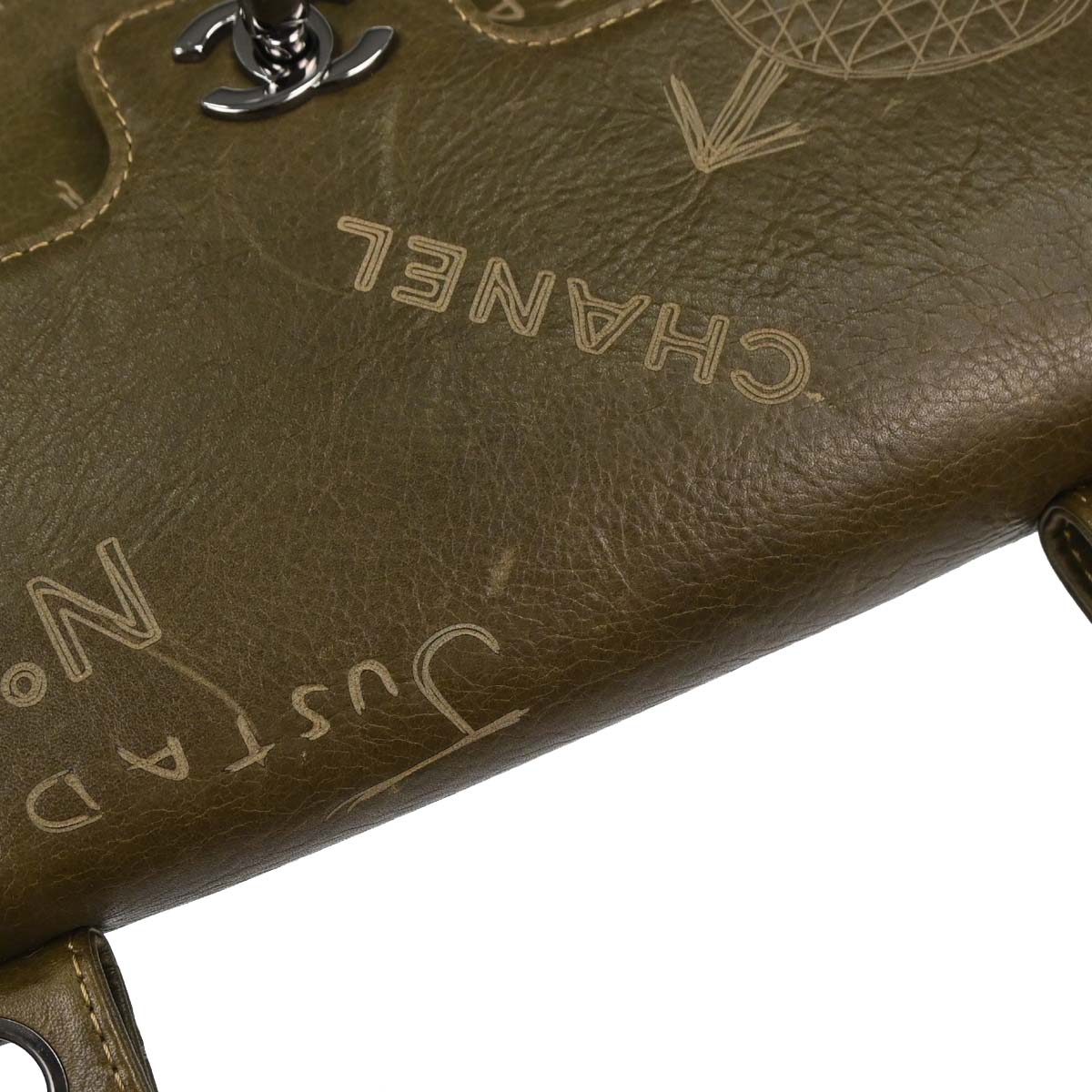 Chanel 2003-2004 Khaki Calfskin Graffiti Handbag
