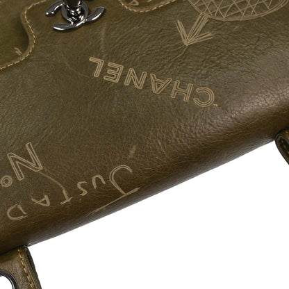 Chanel 2003-2004 Khaki Calfskin Graffiti Handbag
