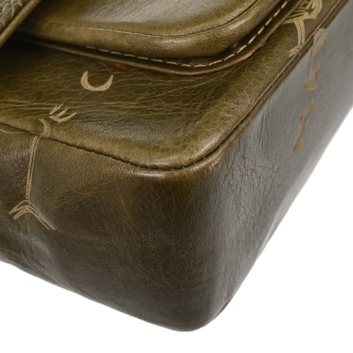 Chanel 2003-2004 Khaki Calfskin Graffiti Handbag