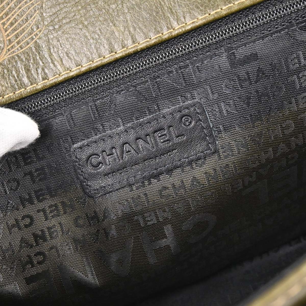 Chanel 2003-2004 Khaki Calfskin Graffiti Handbag