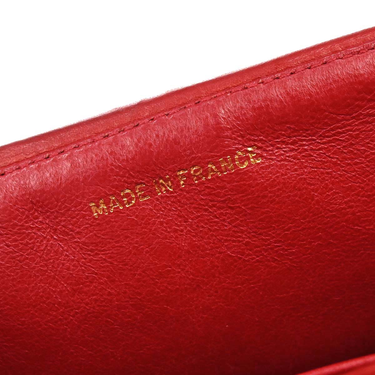 Chanel 1991-1994 Red Lambskin Horizontal Stitch Double Flap Shoulder Bag