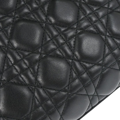 Christian Dior Black Lambskin Medium Lady Dior Cannage 2way Shoulder Handbag