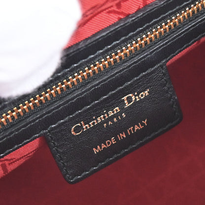 Christian Dior Black Lambskin Medium Lady Dior Cannage 2way Shoulder Handbag