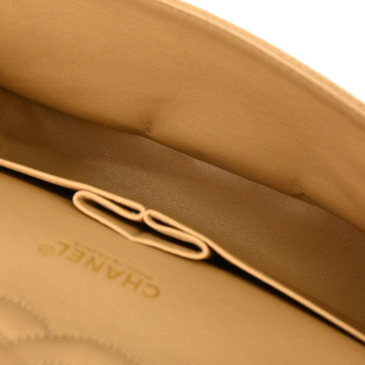 Chanel 2002-2003 Beige Caviar Skin Medium Classic Double Flap Shoulder Bag