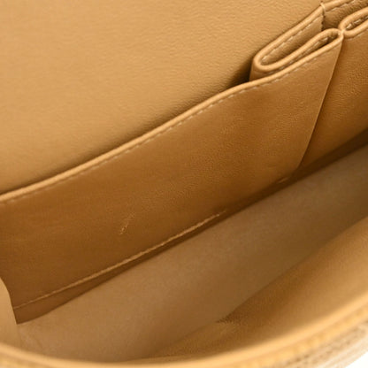 Chanel 2002-2003 Beige Caviar Skin Medium Classic Double Flap Shoulder Bag