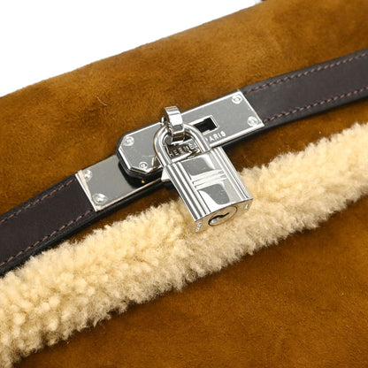 Hermes Brown Doblis Mouton Plush Teddy Kelly 35 2way Shoulder Handbag