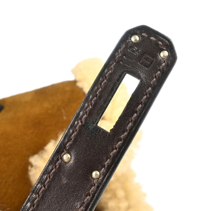 Hermes Brown Doblis Mouton Plush Teddy Kelly 35 2way Shoulder Handbag