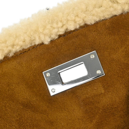 Hermes Brown Doblis Mouton Plush Teddy Kelly 35 2way Shoulder Handbag