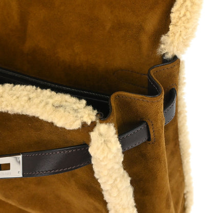 Hermes Brown Doblis Mouton Plush Teddy Kelly 35 2way Shoulder Handbag