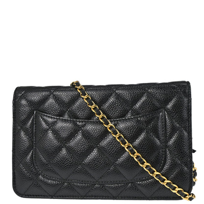 Chanel 2019 Black Caviar Skin Classic WOC Wallet on Chain Bag