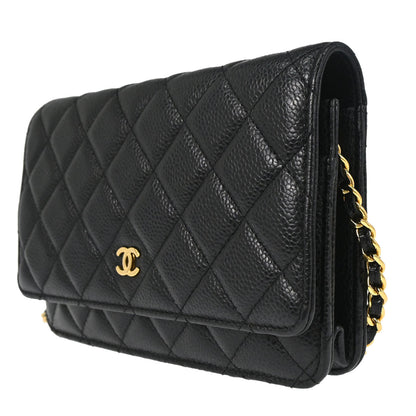 Chanel 2019 Black Caviar Skin Classic WOC Wallet on Chain Bag