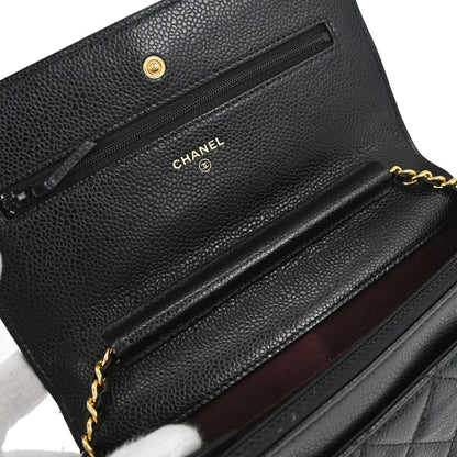 Chanel 2019 Black Caviar Skin Classic WOC Wallet on Chain Bag