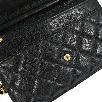 Chanel 2019 Black Caviar Skin Classic WOC Wallet on Chain Bag