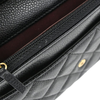 Chanel 2019 Black Caviar Skin Classic WOC Wallet on Chain Bag