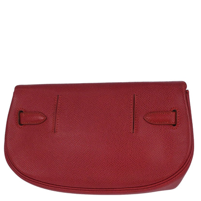 Hermes Vermilion Courchevel Banana Kelly Clutch Bag