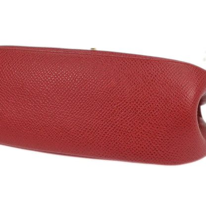 Hermes Vermilion Courchevel Banana Kelly Clutch Bag