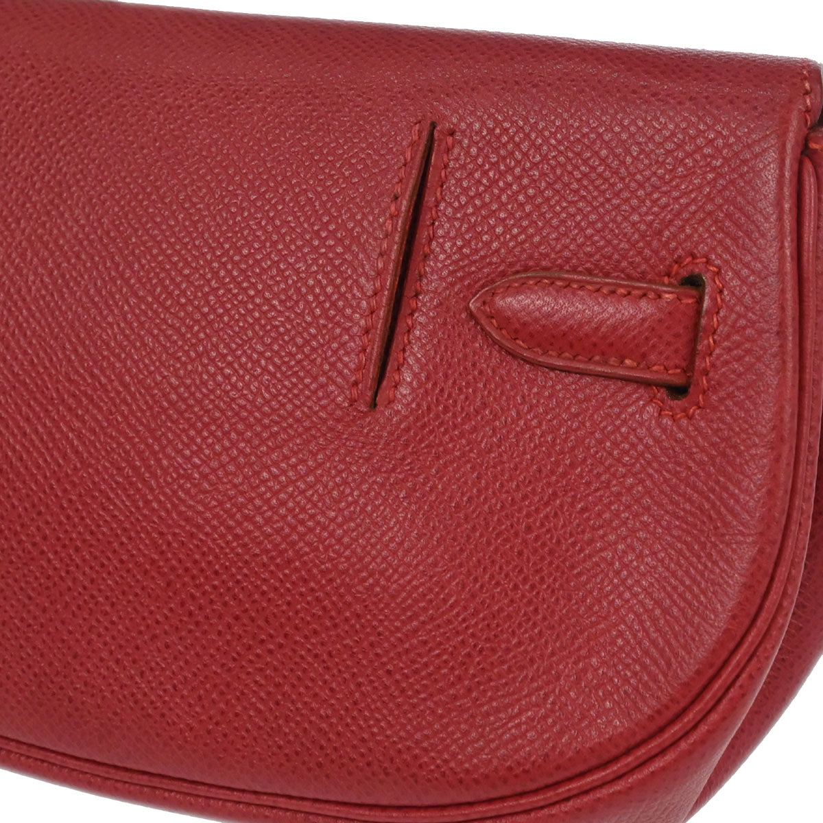 Hermes Vermilion Courchevel Banana Kelly Clutch Bag