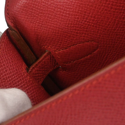 Hermes Vermilion Courchevel Banana Kelly Clutch Bag