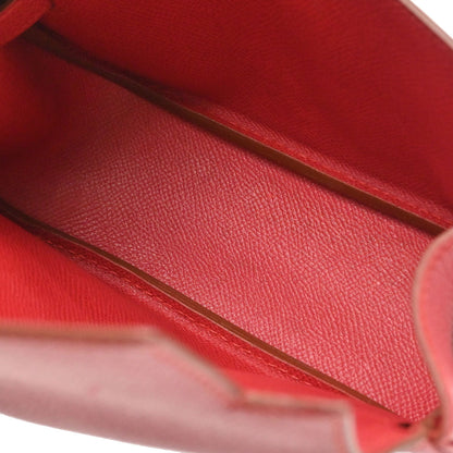 Hermes Vermilion Courchevel Banana Kelly Clutch Bag