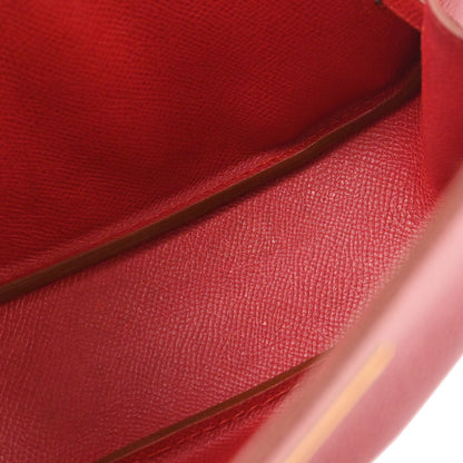 Hermes Vermilion Courchevel Banana Kelly Clutch Bag