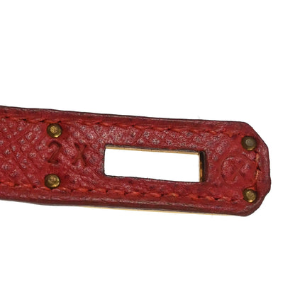 Hermes Vermilion Courchevel Banana Kelly Clutch Bag