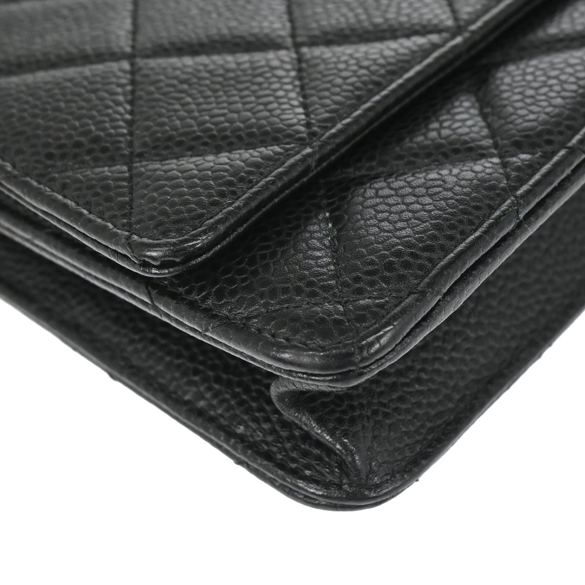 Chanel 2017 Black Caviar Skin Classic WOC Wallet on Chain Bag