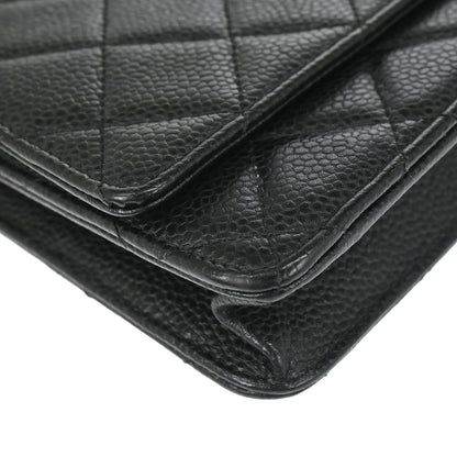 Chanel 2017 Black Caviar Skin Classic WOC Wallet on Chain Bag