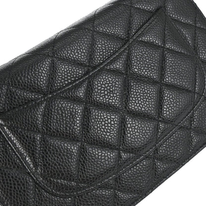 Chanel 2017 Black Caviar Skin Classic WOC Wallet on Chain Bag