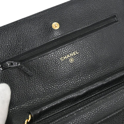 Chanel 2017 Black Caviar Skin Classic WOC Wallet on Chain Bag