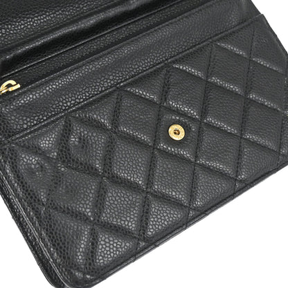 Chanel 2017 Black Caviar Skin Classic WOC Wallet on Chain Bag