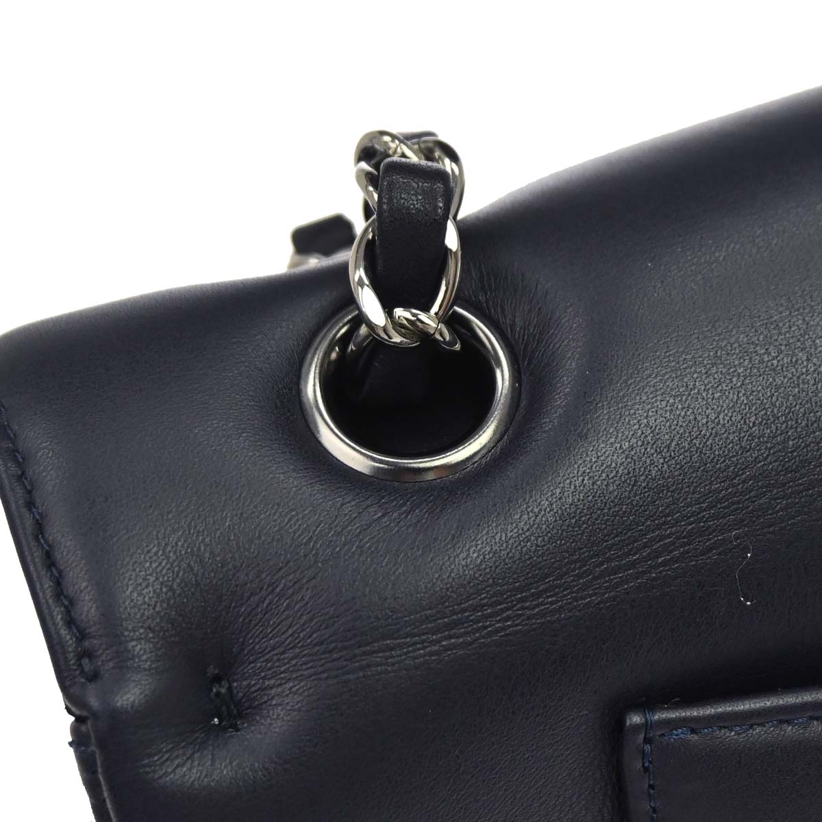 Chanel 2017 Navy Black Calfskin Medium Classic Double Flap Shoulder Bag