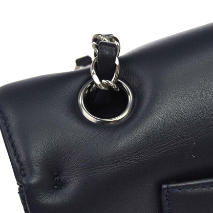 Chanel 2017 Navy Black Calfskin Medium Classic Double Flap Shoulder Bag